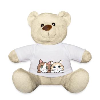 Deux chats drôles de regards - Nounours - blanc - Devant