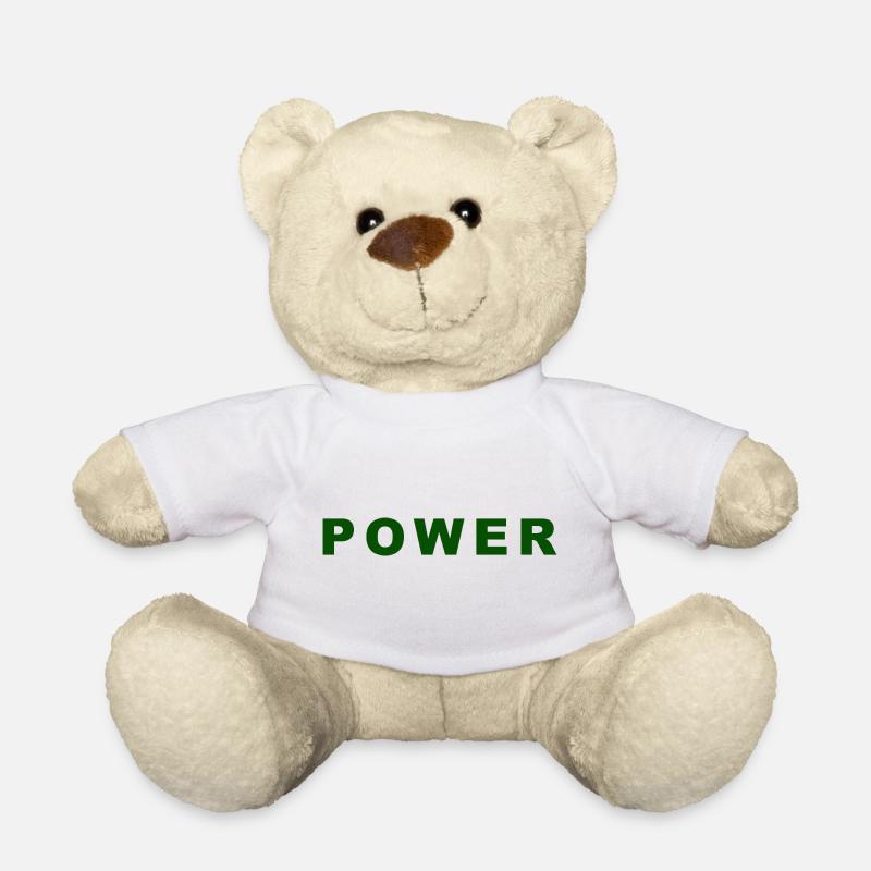 Bold Green Power Text Design - Teddy Bear - white