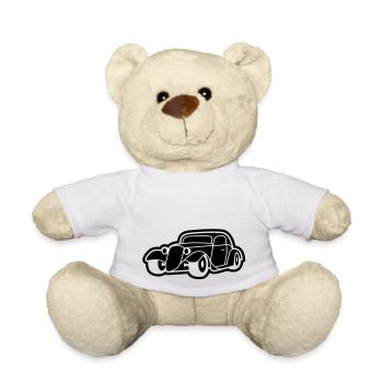 1 colors - Hot Rod Oldtimer Custom Cars Automobil - Teddy Bear - white - Front