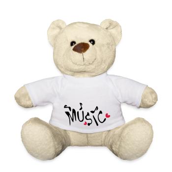 Musique txt coeurs rouges - Nounours - blanc - Devant