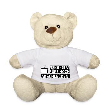 Fernsehen an, Füße hoch, Arschlecken! - Teddy - Weiß - Vorne