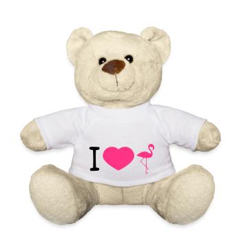 heart i love love silhouette outline flamingo clipa - Teddy Bear - white - Front
