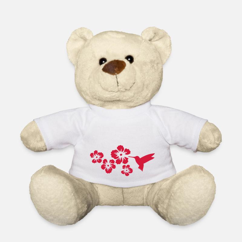 colibri fleurs d'hibiscus - Nounours - blanc