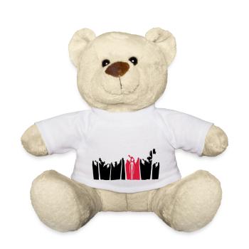 palms holiday island black alien man long arm - Teddy Bear - white - Front