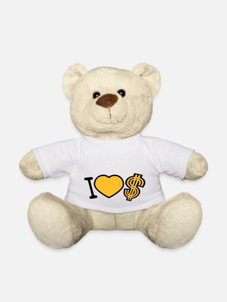 herz dollar i love liebe symbol zeichen geld reich - Teddy - Weiß