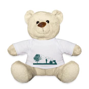 oldtimer farmer farmer country life tractor - Teddy Bear - white - Front