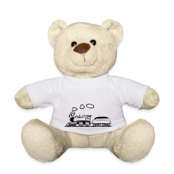 dampflok lok railroad western comic - Teddy Bear - white - Front