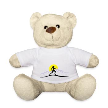 Laufen, Läuferin und Berge mit Sonne - Teddy - Weiß - Vorne