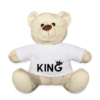 Tee shirt king couronne cadeau cool - Nounours - blanc - Devant