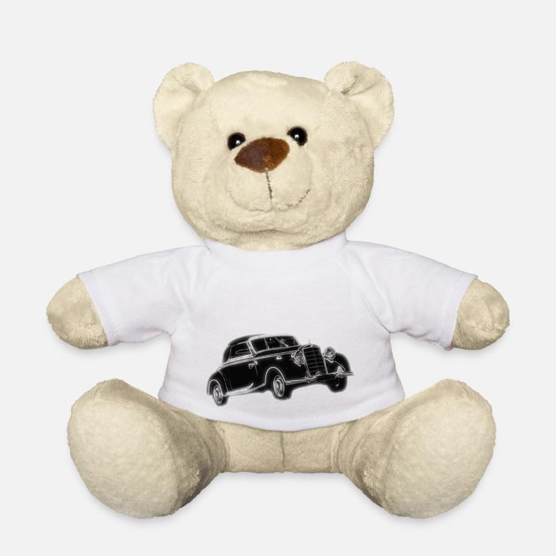 Classic Car - Teddy Bear - white