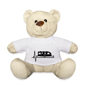 Caravan Heartbeat ECG Camper Camping Funny - Teddy Bear - white - Front