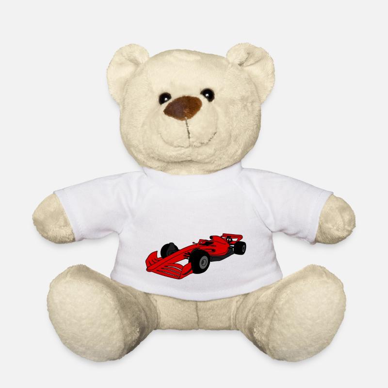 Formula Car Red - Teddy Bear - white