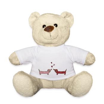 Funny Dachshund Dogs in love.. Dachshund Love - Teddy Bear - white - Front