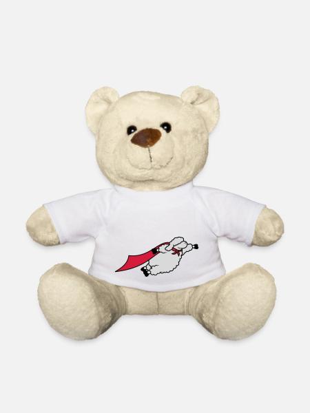 Funny superhero sheep - Teddy Bear - white