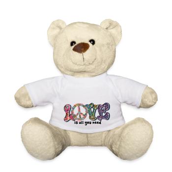 Love is all you need Design / Peacezeichen - Teddy Bear - white - Front