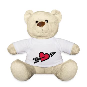 Arrow shot through heart - Teddy Bear - white - Front