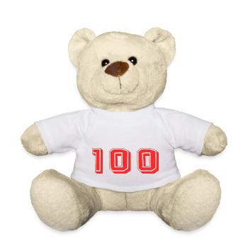 100 ANS. 100e ANNIVERSAIRE. ANNIVERSAIRE 100 ANS. - Nounours - blanc - Devant