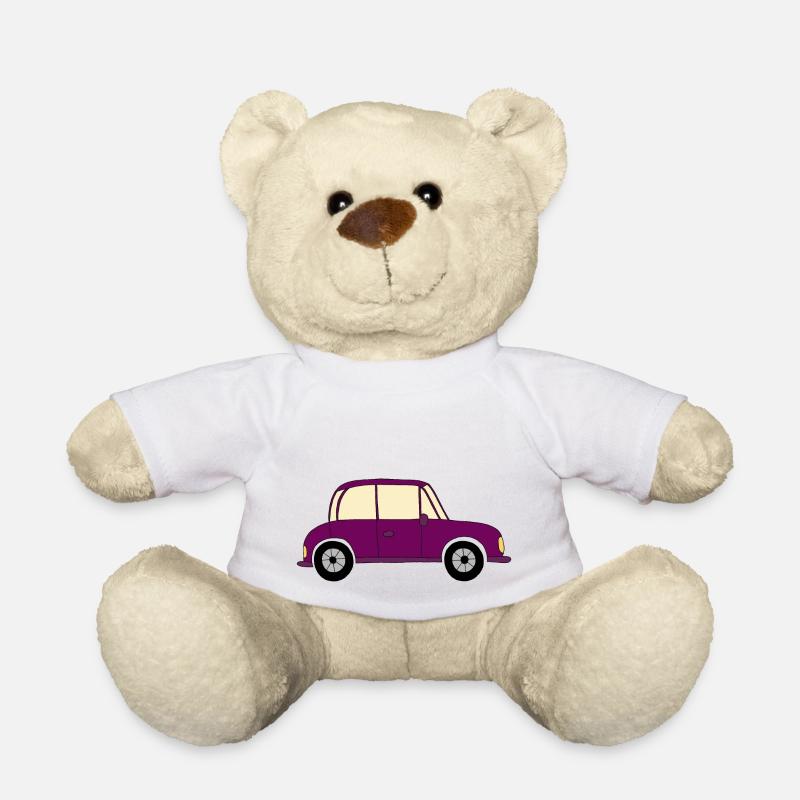 Voiture en violet - Nounours - blanc