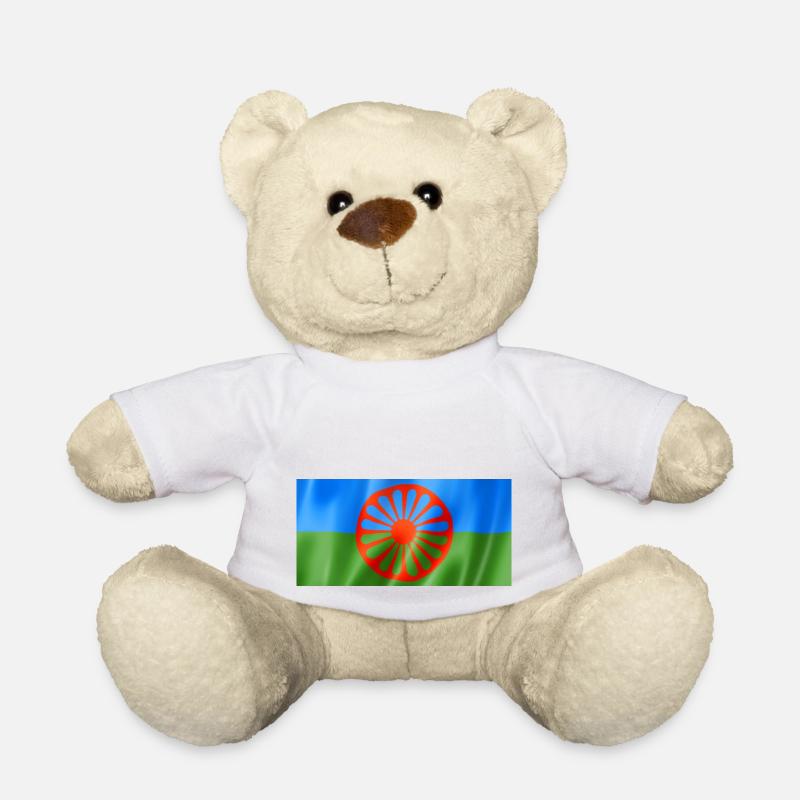 Drapeau rom et sinti - Design flottant - Nounours - blanc