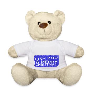Gift Sayings Rod Fish Head Santa Angling - Teddy Bear - white - Front
