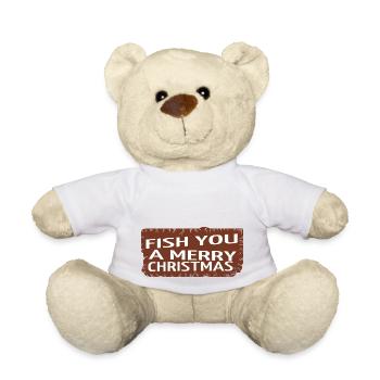 comic fish fishing boat birthday present idea - Teddy - Weiß - Vorne