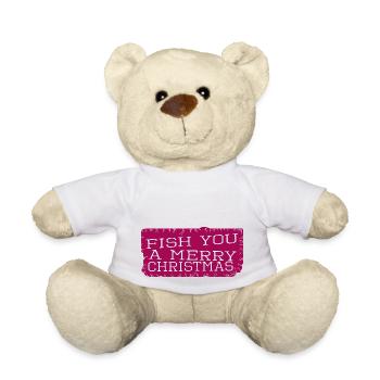 Bodybuilding Dinosaur Moon Adorable Funny Gym - Teddy Bear - white - Front