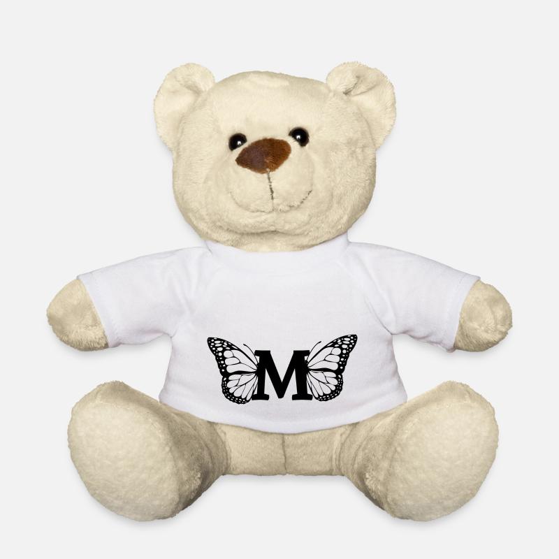 Buchstabe M Schmetterling - Teddy - Weiß