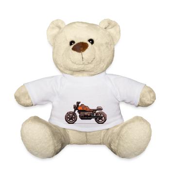 Moto vintage 8 bits pour motocyclistes - Nounours - blanc - Devant