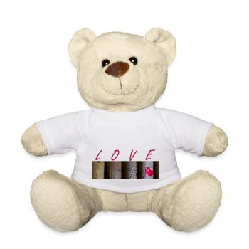 Letters love and symbole heart - Teddy Bear - white - Front