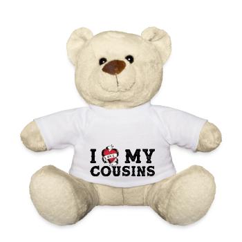 I Love My Cousins , I Heart My Cousins Vintage - Teddy Bear - white - Front