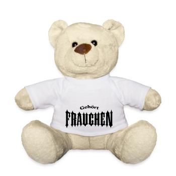 Heavy Metal Sticker Gehört Frauchen Beschriftung - Teddy - Weiß - Vorne