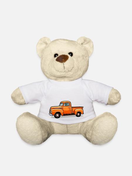 orangefarbenen Pickup-Truck - Teddy - Weiß