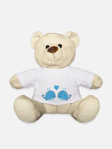 Baleines amoureuses - Nounours - blanc