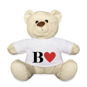 Lettre b cœur rouge - Nounours - blanc - Devant