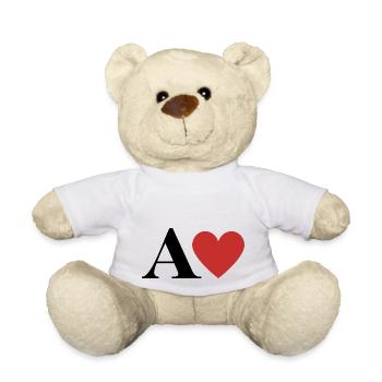Roter Herz-Buchstabe - Teddy - Weiß - Vorne