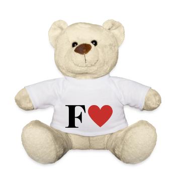 Lettre f cœur rouge - Nounours - blanc - Devant