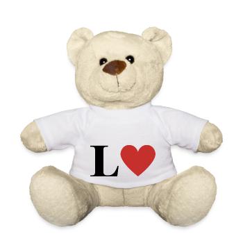 Buchstabe l rotes Herz - Teddy - Weiß - Vorne