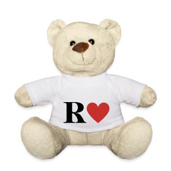 Letter r red heart - Teddy Bear - white - Front