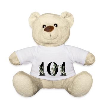 Numéro 101 floral vert - 101e anniversaire floral - Nounours - blanc - Devant