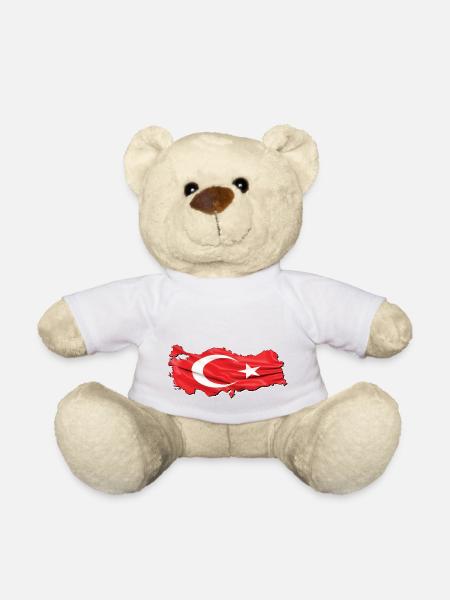 Turkey Türkiye Flag in Türkiye Map - Teddy Bear - white