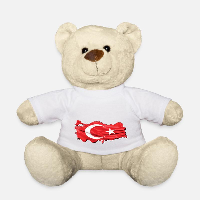 Turkey Türkiye Flag in Türkiye Map - Teddy Bear - white