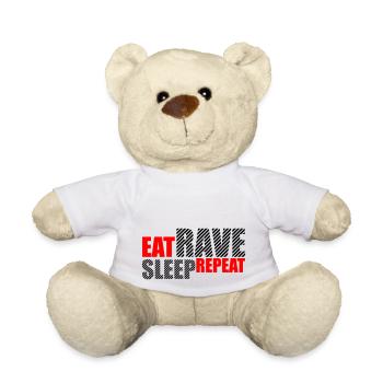 Manger dormir rave répéter nourriture sommeil corbeau disant - Nounours - blanc - Devant