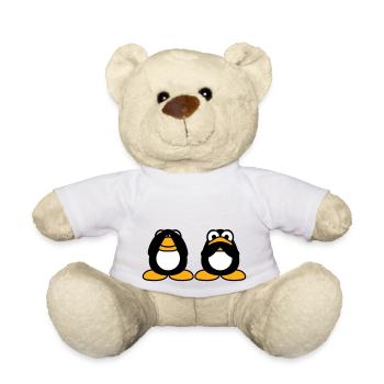 2 Pingouins ne parlant rien Voir Muet Aveugles Amis - Nounours - blanc - Devant