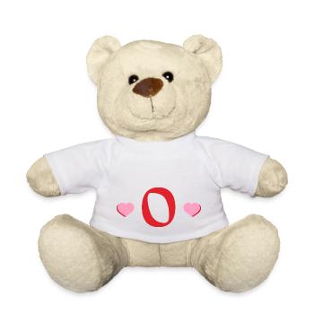 Lettre o cœurs rouges - Nounours - blanc - Devant