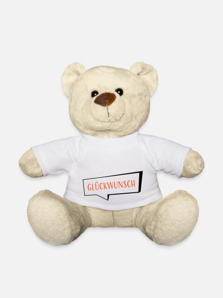 Glueckwunsch zweifarbig - Teddy - Weiß