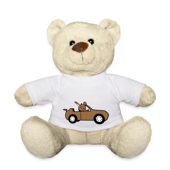 Hase Auto schnell fahren Autofahrer Führerschein - Teddy - Weiß - Vorne