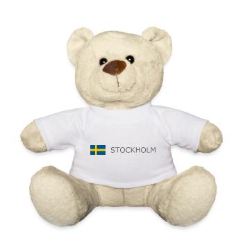 Drapeau de la Suède - Stockholm - Sverige - Schweden - Nounours - blanc - Devant
