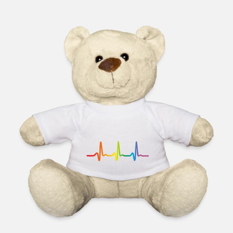 Lgbt Regenbogen Herzschlag, Pride EKG Puls - Teddy - Weiß
