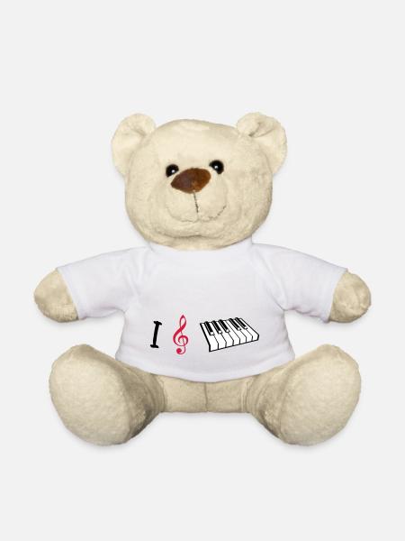 I love piano, piano - Teddy Bear - white