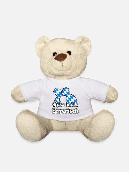 Küss mich Bayerisch Bayern Liebe Paar Geschenk - Teddy - Weiß